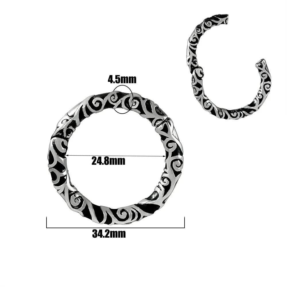 Stainless steel fashion earrings with totem patterning in multiple colour options