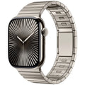 Stainless steel Apple Watch strap with magnetic buckle in business style.