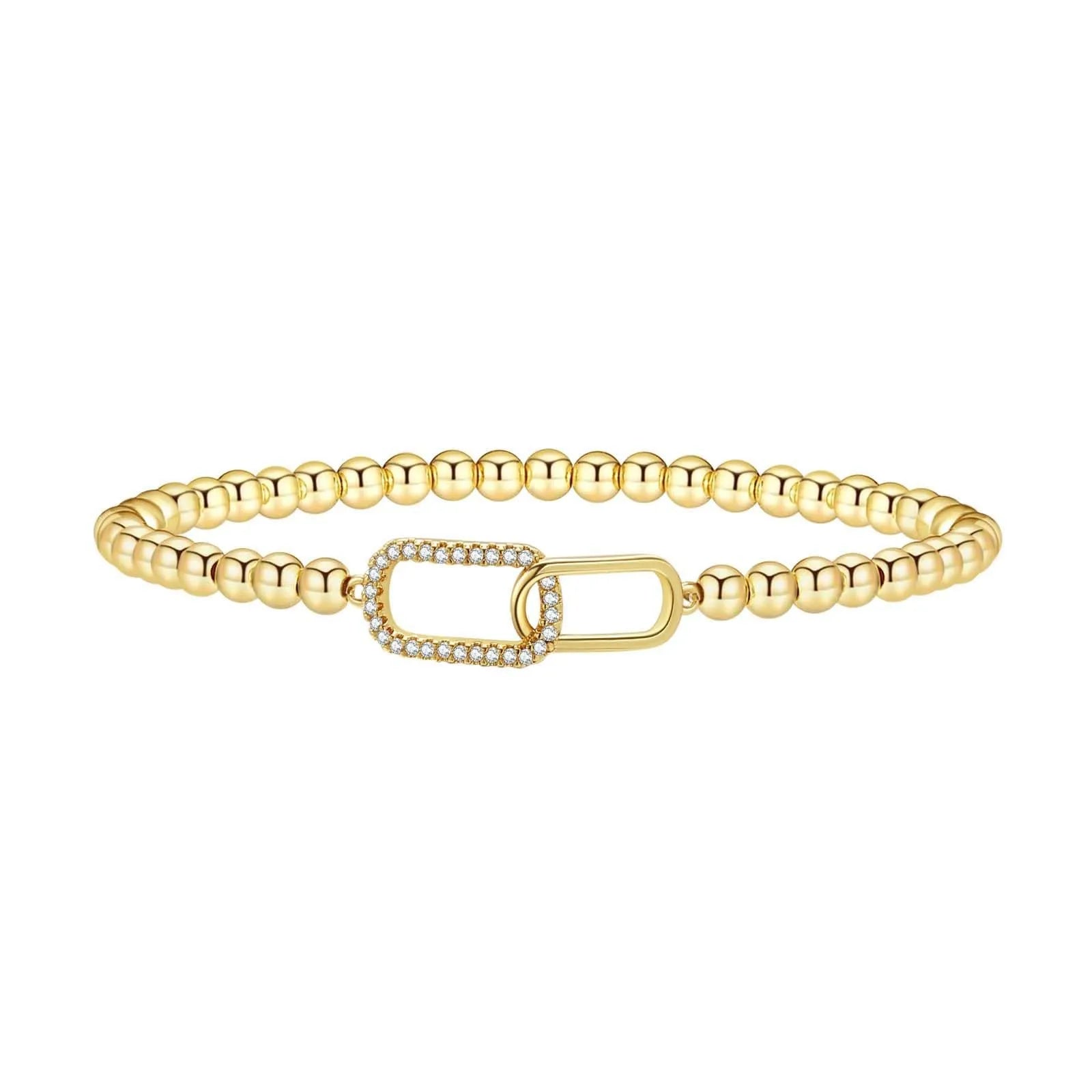 Adjustable stainless steel beaded bracelet with geometric round beads in multiple colour options
