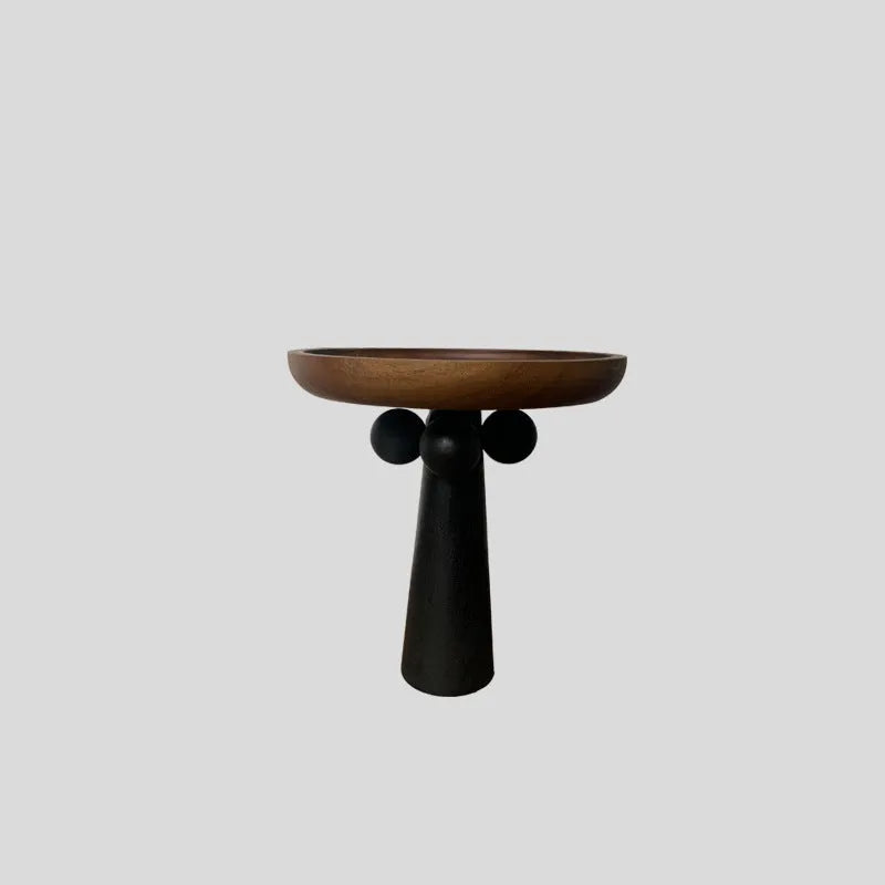 Round high-legged wooden tray in modern simplicity style for home décor displays