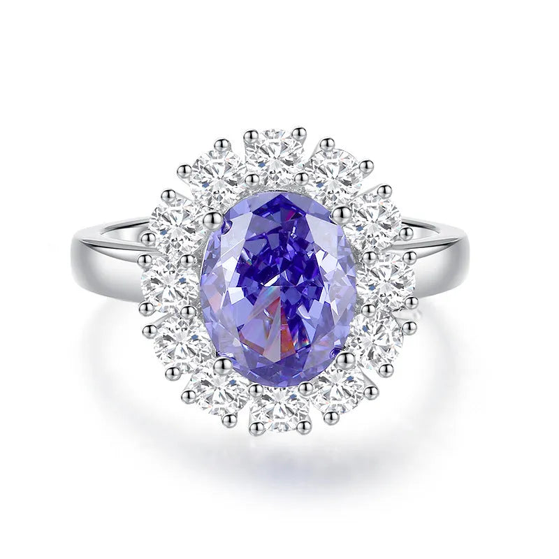Heart-shaped sterling silver ring with a faceted ice flower cut zircon stone in a Tan Sang colour tone.