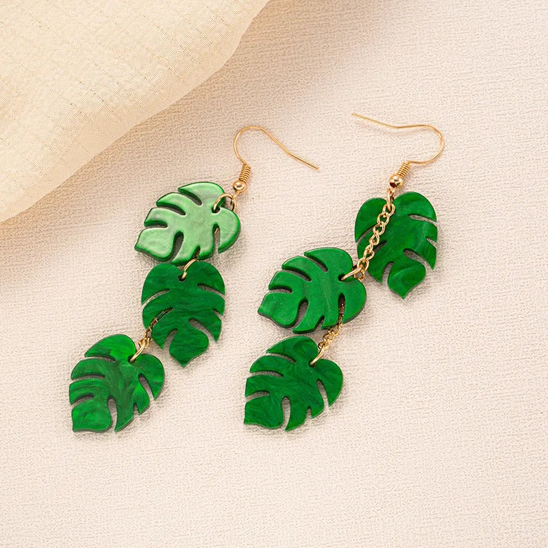 Drop shape acrylic earrings with decorative hook in five colour style options