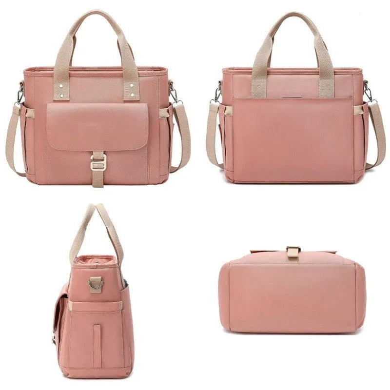 Oxford cloth hiking picnic bag with portable belt and removable shoulder strap in black, green, or pink colour options