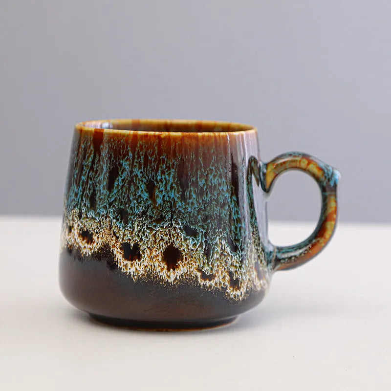 350ml retro ceramic coffee mug in vintage style with four colour options