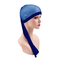 Breathable spandex mesh wig cap shown in multiple colour options including black, brown, leopard, and pastels.