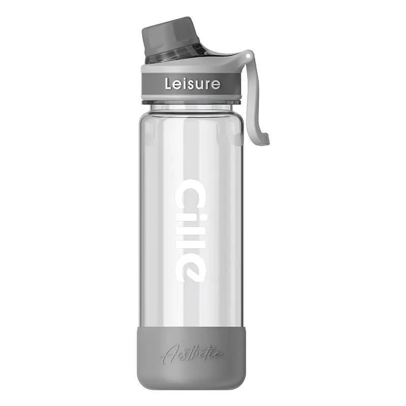 Plastic straw heat-resistant portable cup in grey, green or pink with direct-drink spout