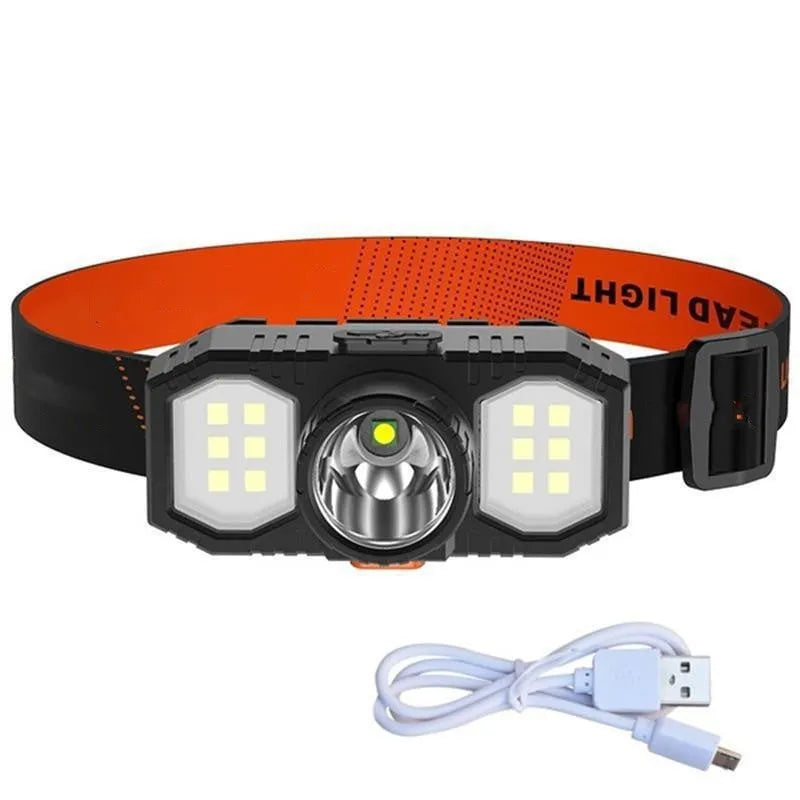 Mini USB rechargeable head-mounted lamp with strong light, plastic body, and built-in battery