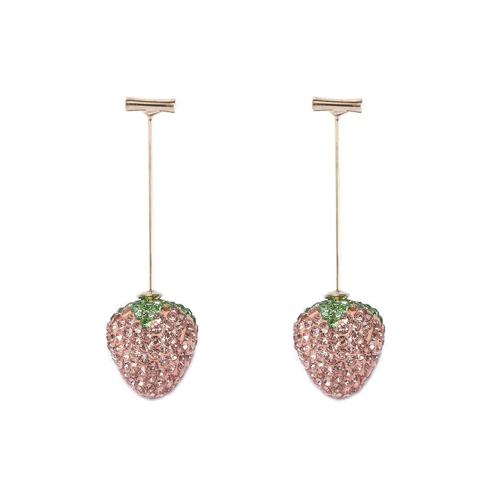 Geometric strawberry earrings with spot drill texture in six colour options including red, pink and white powder