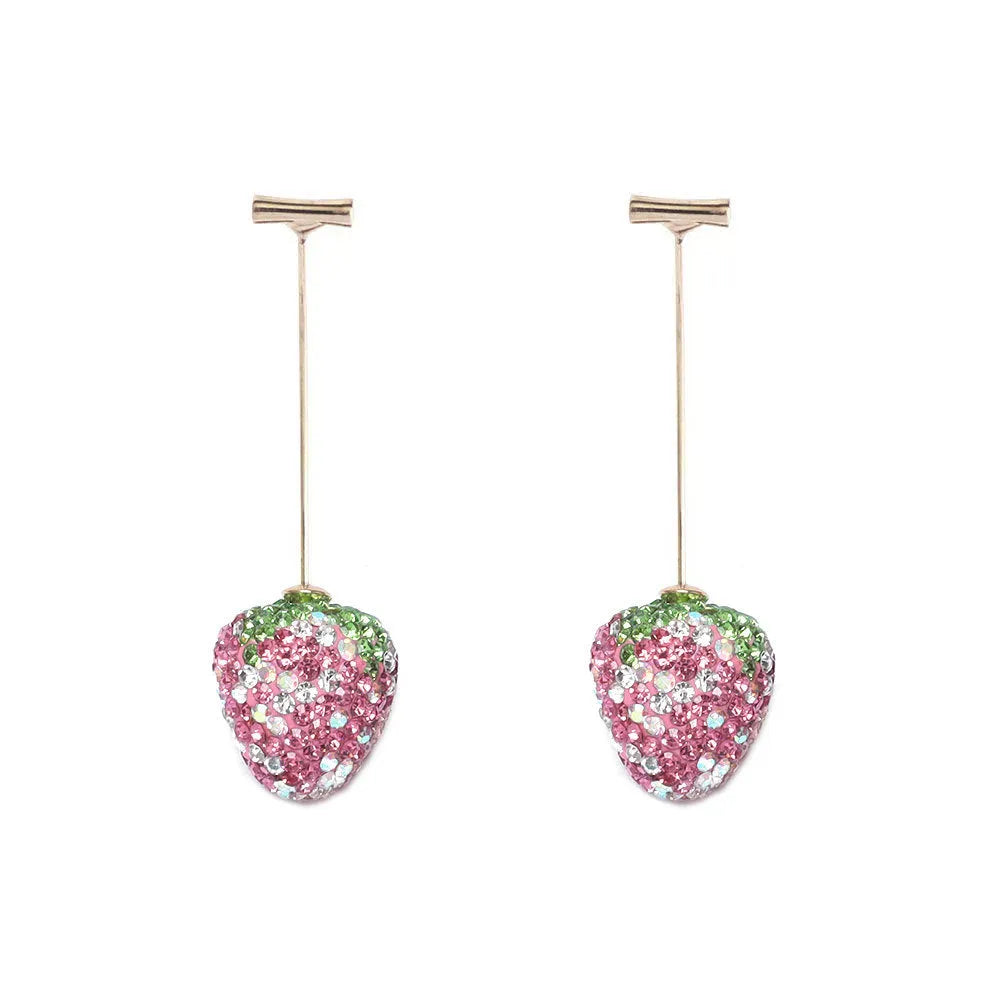 Geometric strawberry earrings with spot drill texture in six colour options including red, pink and white powder