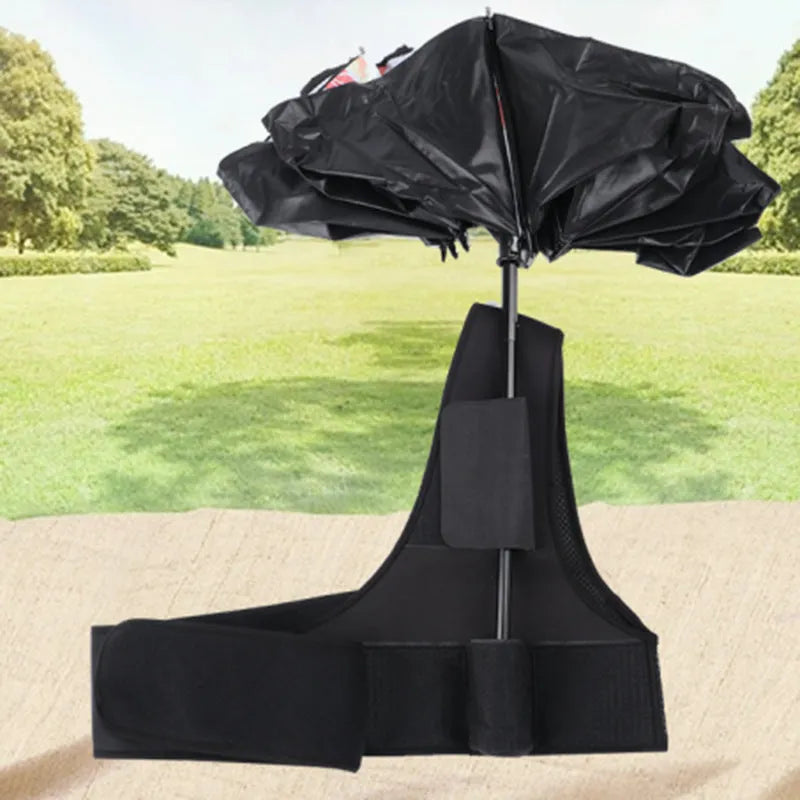 Portable umbrella holder with fixed shoulder strap in black diving cloth material