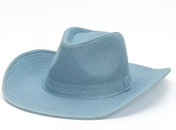 Brown leather velvet western cowboy hat with curved edge and conical crown style