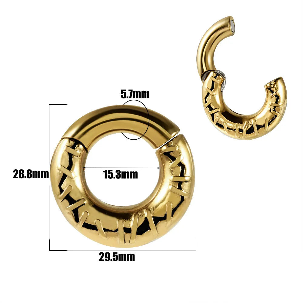 Stainless steel fashion earrings with totem patterning in multiple colour options