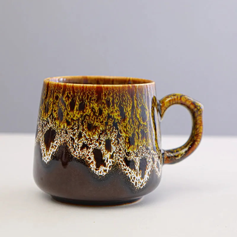 350ml retro ceramic coffee mug in vintage style with four colour options