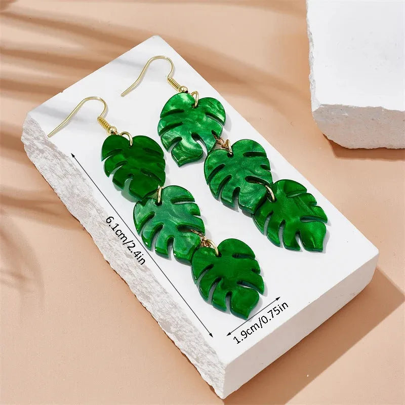 Drop shape acrylic earrings with decorative hook in five colour style options