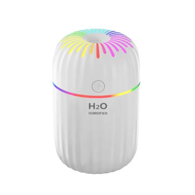 Mini animal-shaped USB aromatherapy humidifier in green, pink, or white colour on a desk.