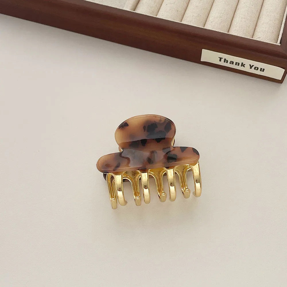 Retro acetate hair barrettes with metal grip in medium size showing R08 colour options