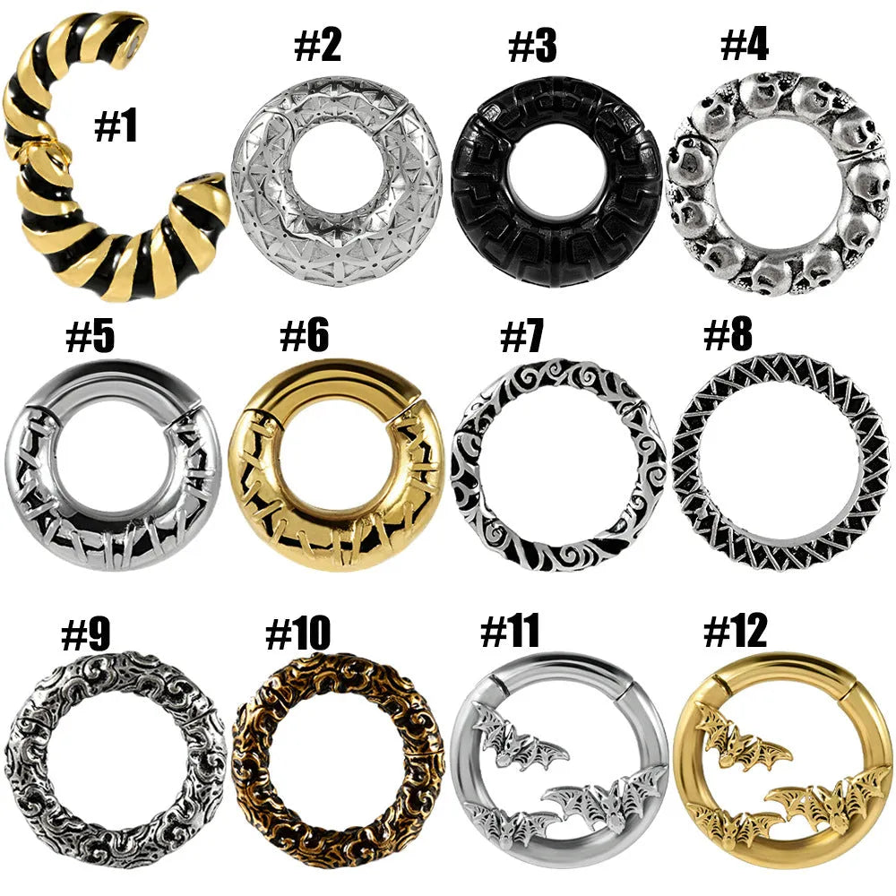 Stainless steel fashion earrings with totem patterning in multiple colour options