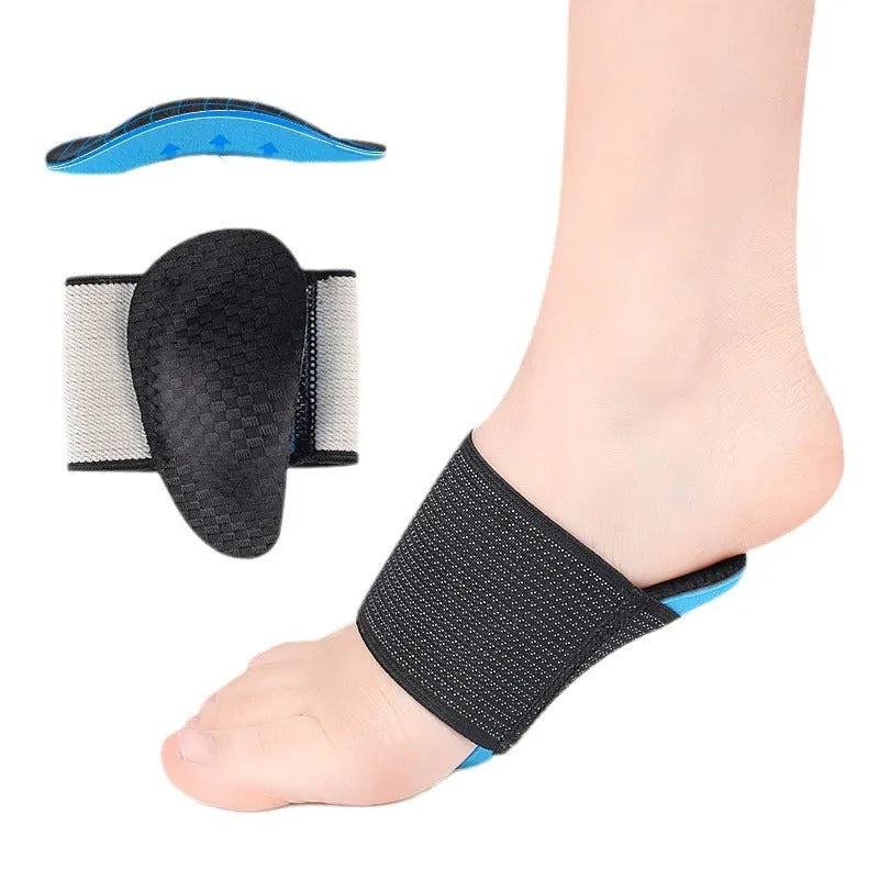 Blue elastic bandage sole foot pad for arch support in adult and children sizes