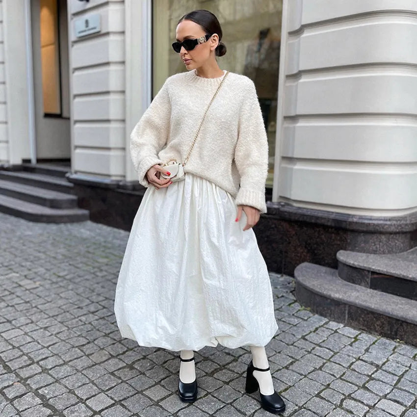 Women's cotton long skirt in solid white or black colour for daily casual wear