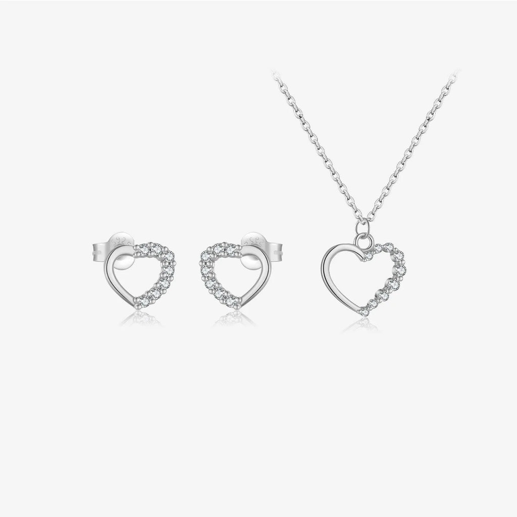 Sterling silver hollow heart necklace for women with gold plating options