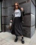Women's cotton long skirt in solid white or black colour for daily casual wear