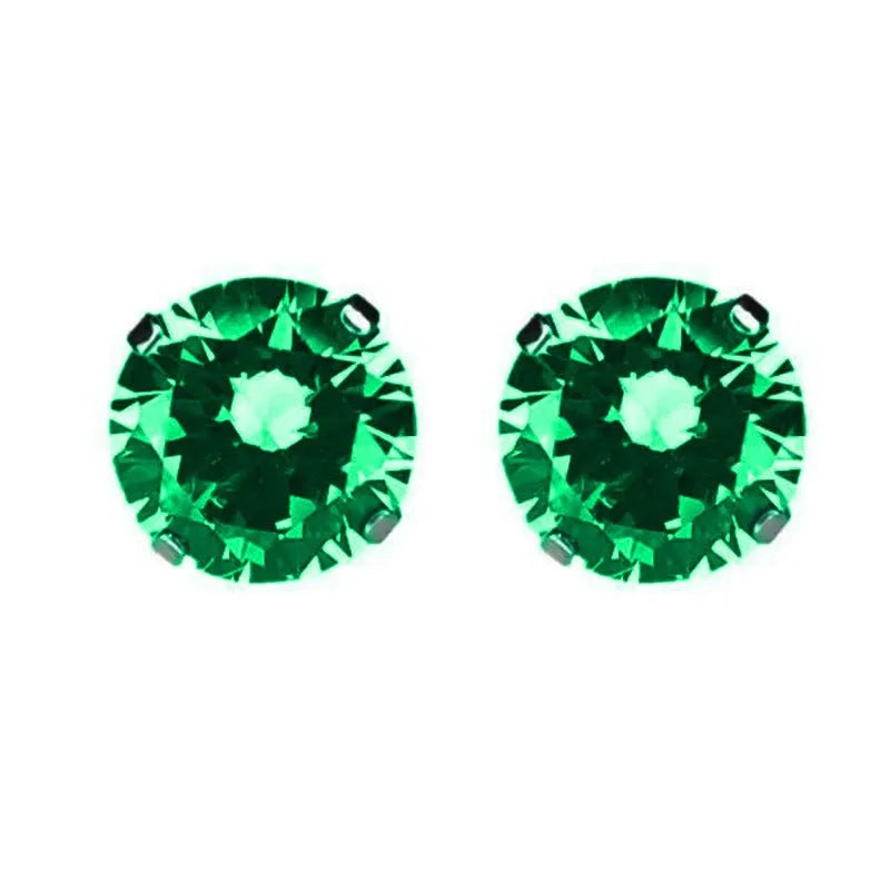 Double-headed zircon titanium alloy navel stud in various colours on a white background.