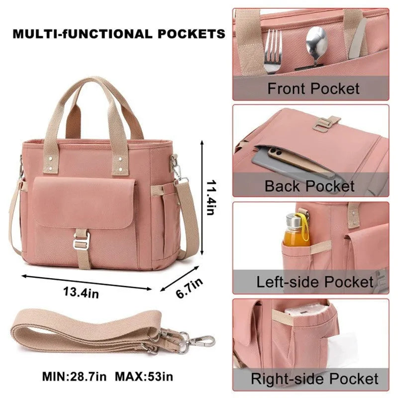 Oxford cloth hiking picnic bag with portable belt and removable shoulder strap in black, green, or pink colour options