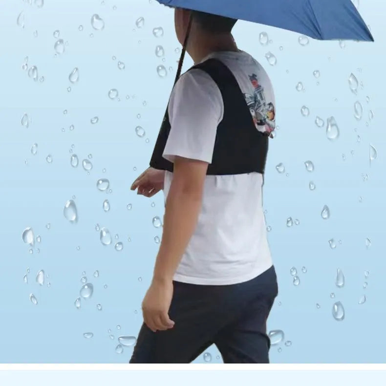 Portable umbrella holder with fixed shoulder strap in black diving cloth material