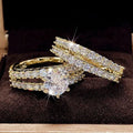 Fully jewelled 2-in-1 female ring set in alloy with silver, gold, and rose gold colour options