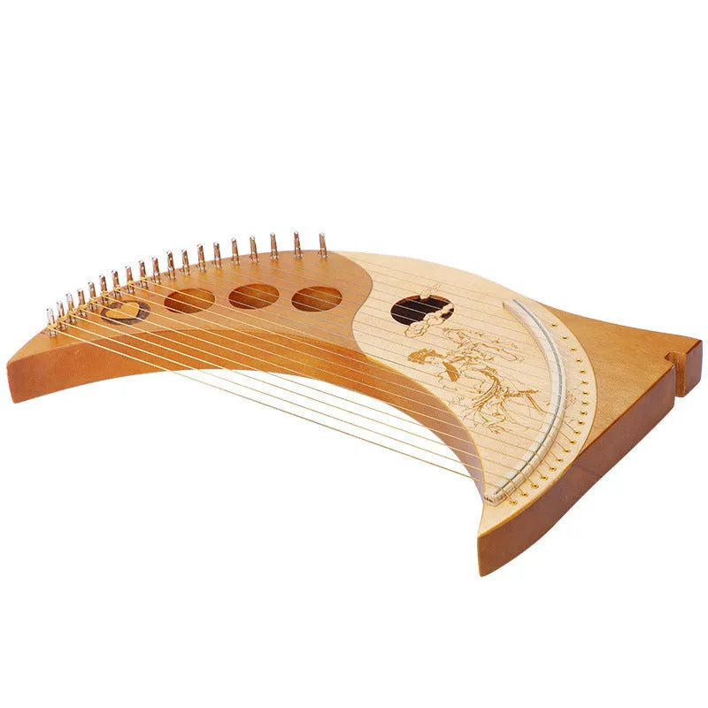 19-string 16-tone wooden lyre harp angel piano in log colour