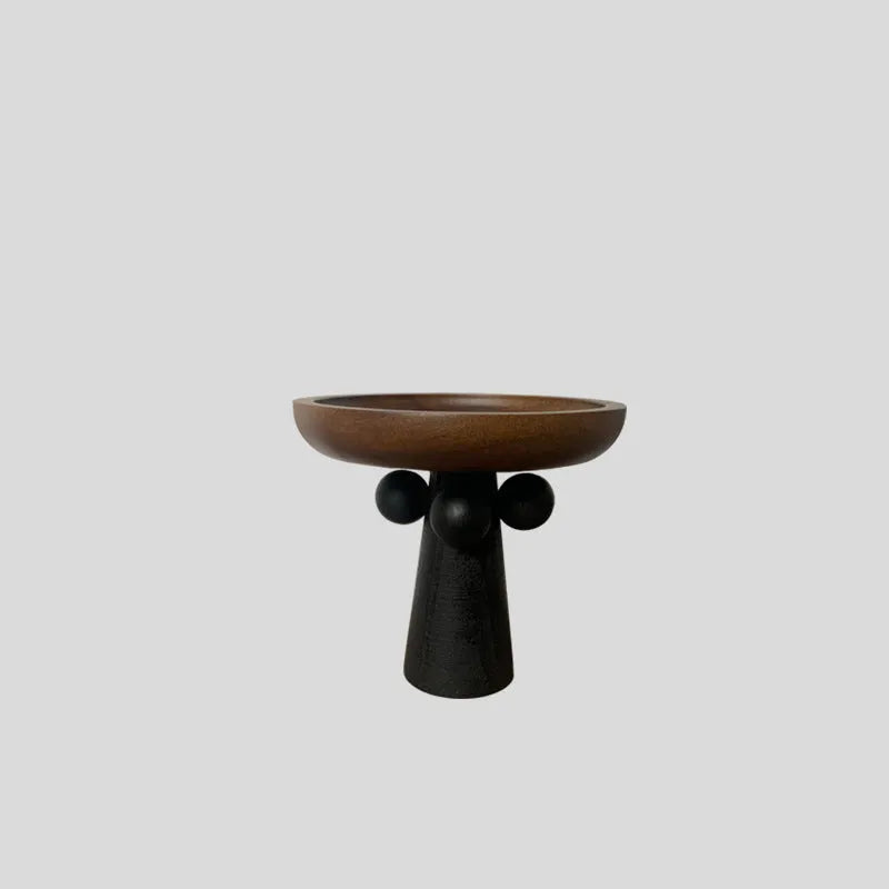 Round high-legged wooden tray in modern simplicity style for home décor displays