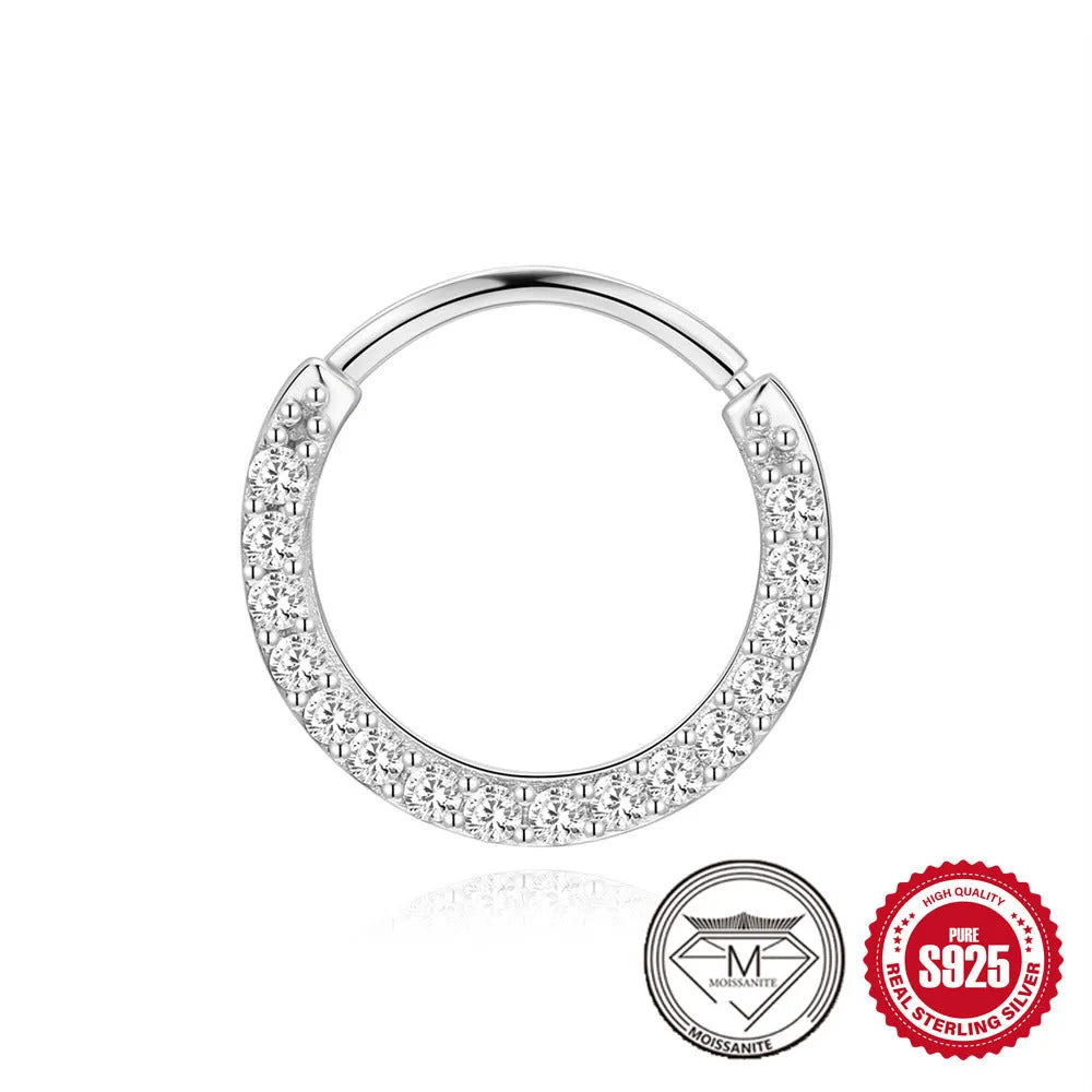 A pair of S925 sterling silver geometric petal stud earrings with a platinum finish, shown in a clip-on style.