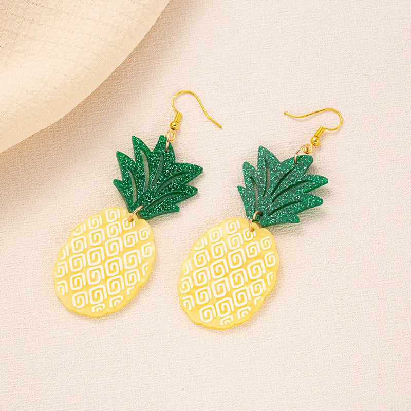 Drop shape acrylic earrings with decorative hook in five colour style options