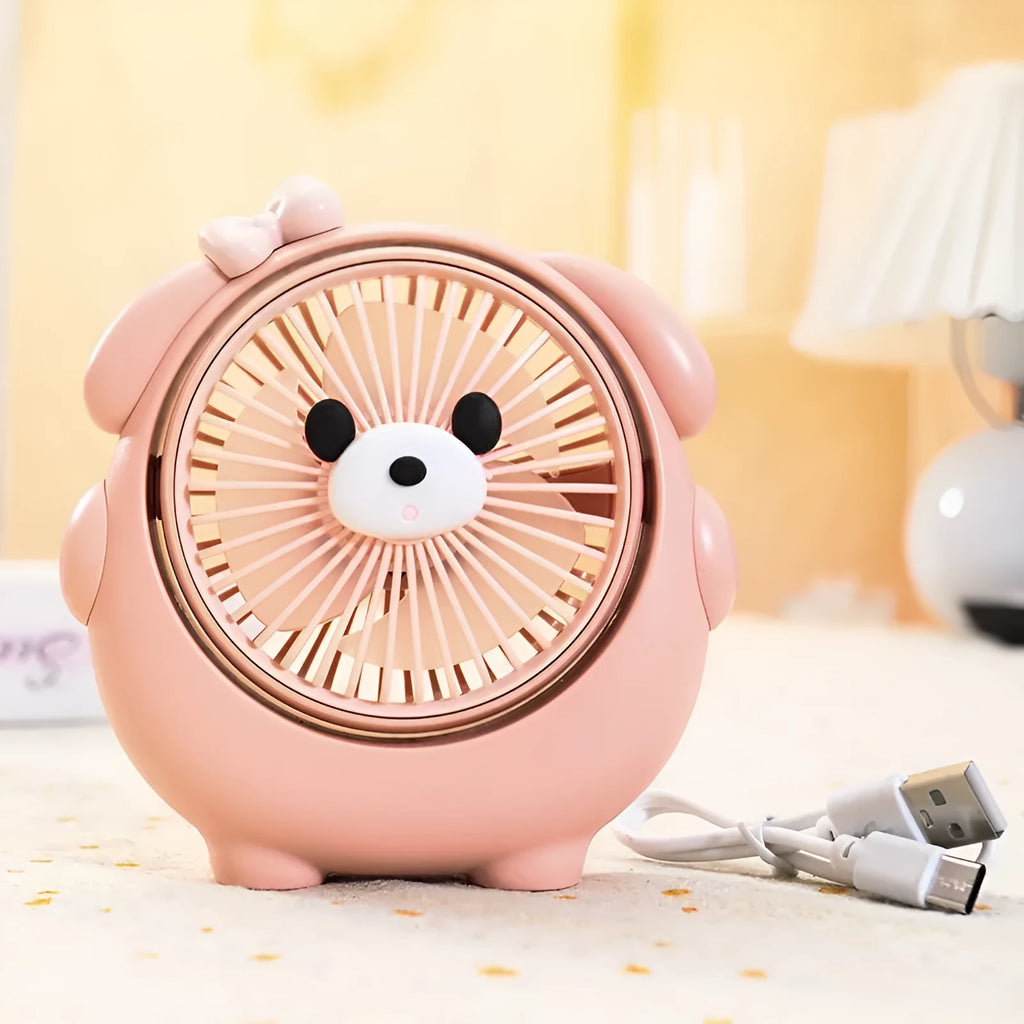 USB desktop electric fan in plastic housing with three-speed settings and quiet operation