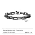 Men's titanium steel square chain bracelet in steel colour showing simple geometric design