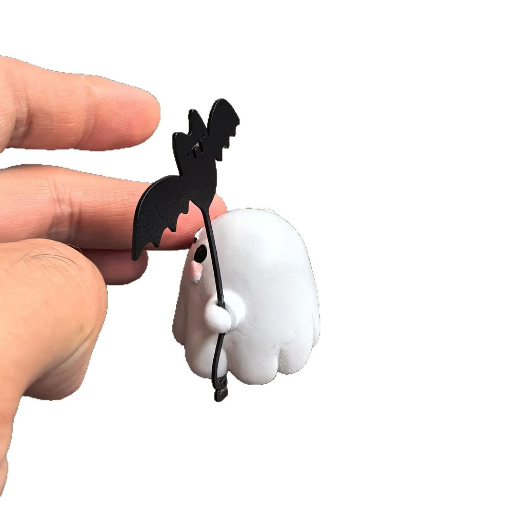 Mini resin ghost walking dog Halloween statue with bat, American style ornament