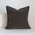 Coffee brown striped Chinese classical style cushion pillow on a sofa in 45x45cm size.
