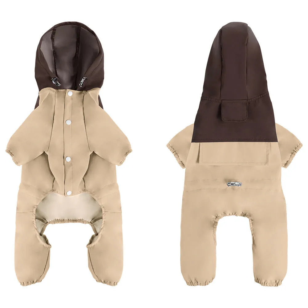 British style waterproof dustproof shell jacket for small medium dogs in polyester fabric