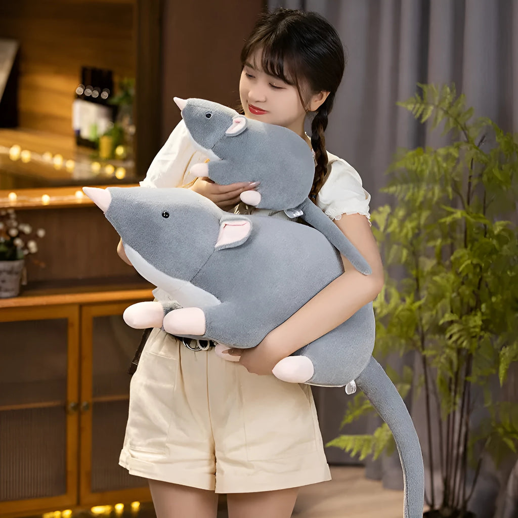 Cartoon mouse doll plush toy in three sizes: small 32cm, medium 50cm, and large 100cm versions