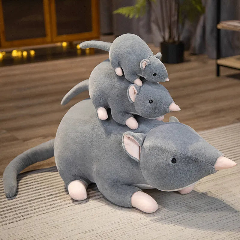 Cartoon mouse doll plush toy in three sizes: small 32cm, medium 50cm, and large 100cm versions