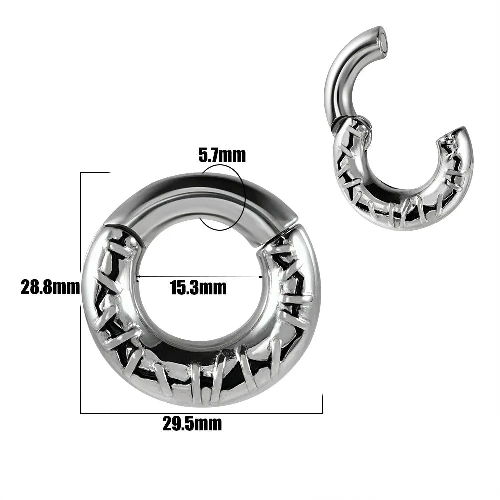 Stainless steel fashion earrings with totem patterning in multiple colour options