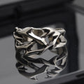 Geometric thorn flower copper men's ring with adjustable opening