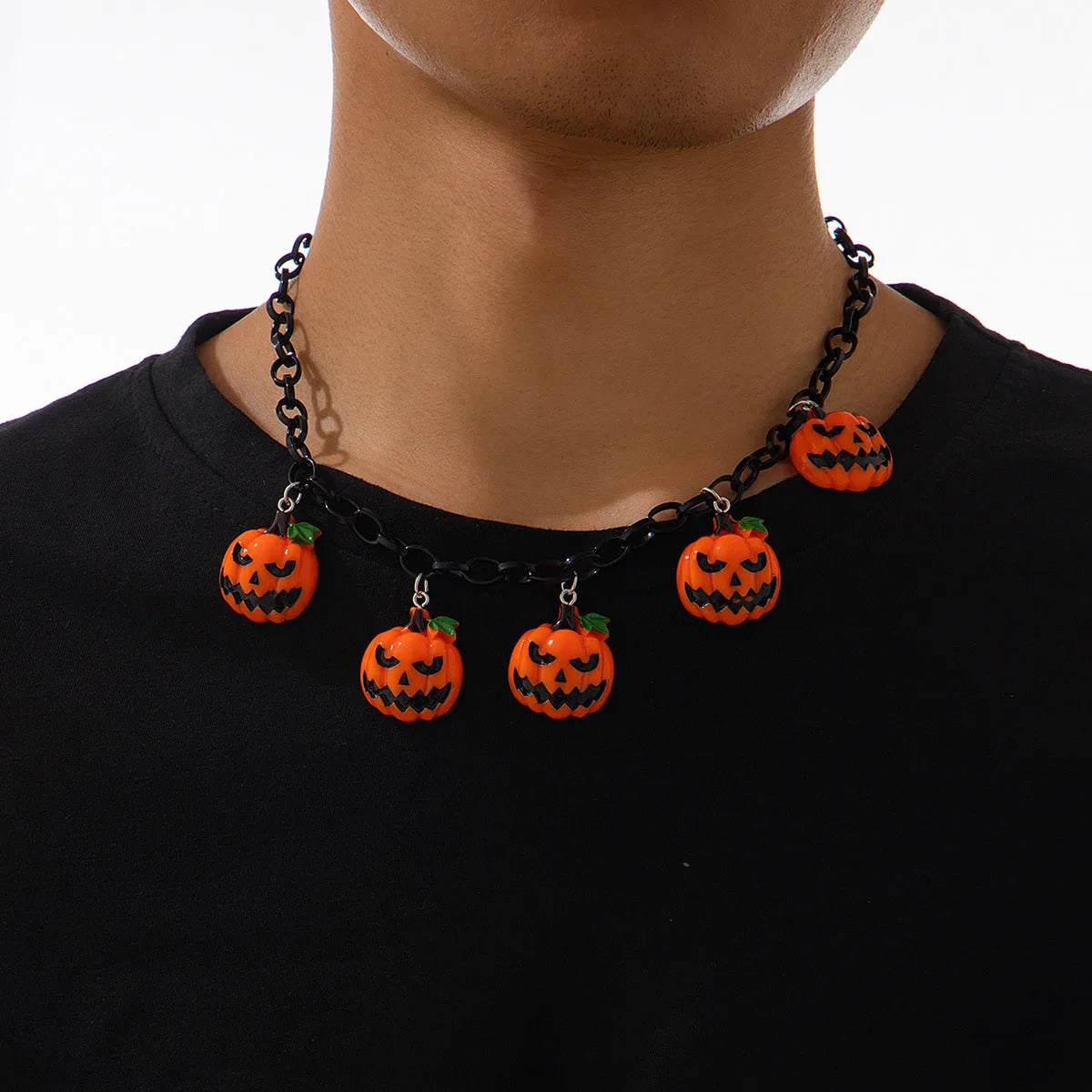 Halloween pumpkin ghost cartoon necklace with mixed colour acrylic pendant on 30cm chain