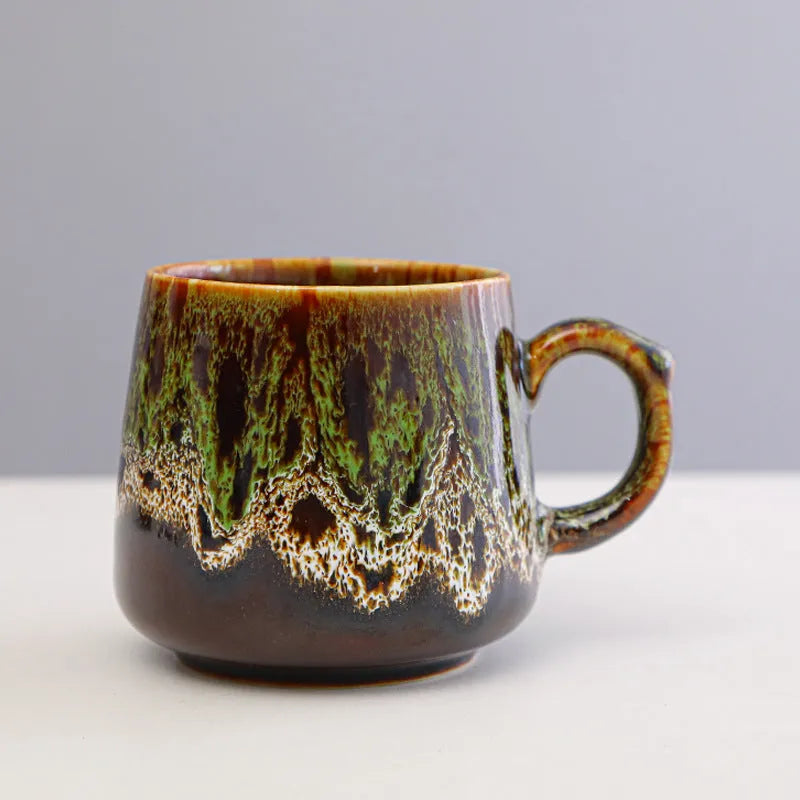 350ml retro ceramic coffee mug in vintage style with four colour options