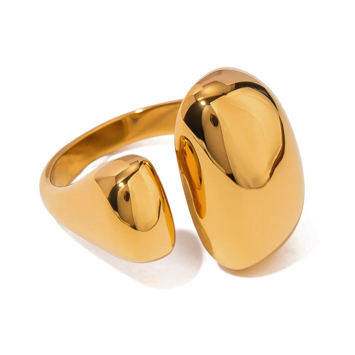 Women's geometric open ring in stainless steel with electroplated JDR2405081 finish