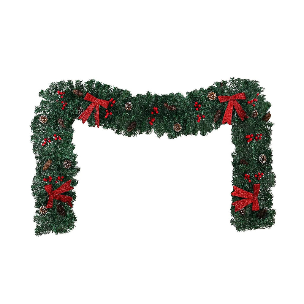 Rattan pine cone bow Christmas decoration with European style design and optional lighting effects