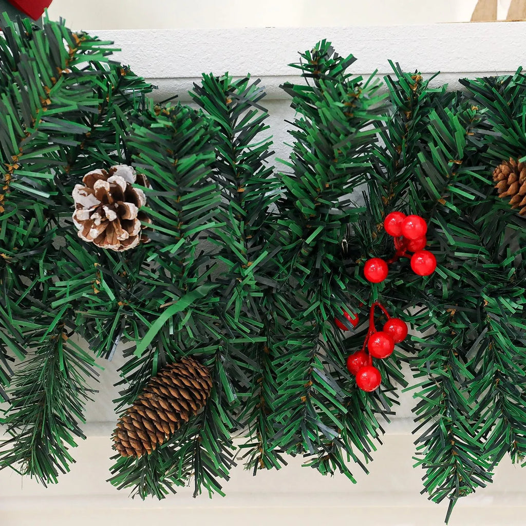 Rattan pine cone bow Christmas decoration with European style design and optional lighting effects
