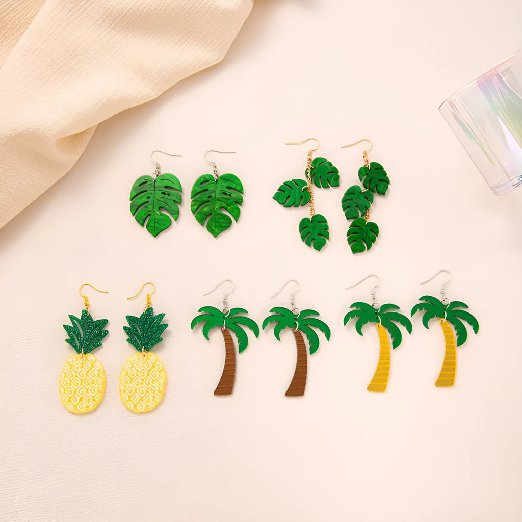 Drop shape acrylic earrings with decorative hook in five colour style options