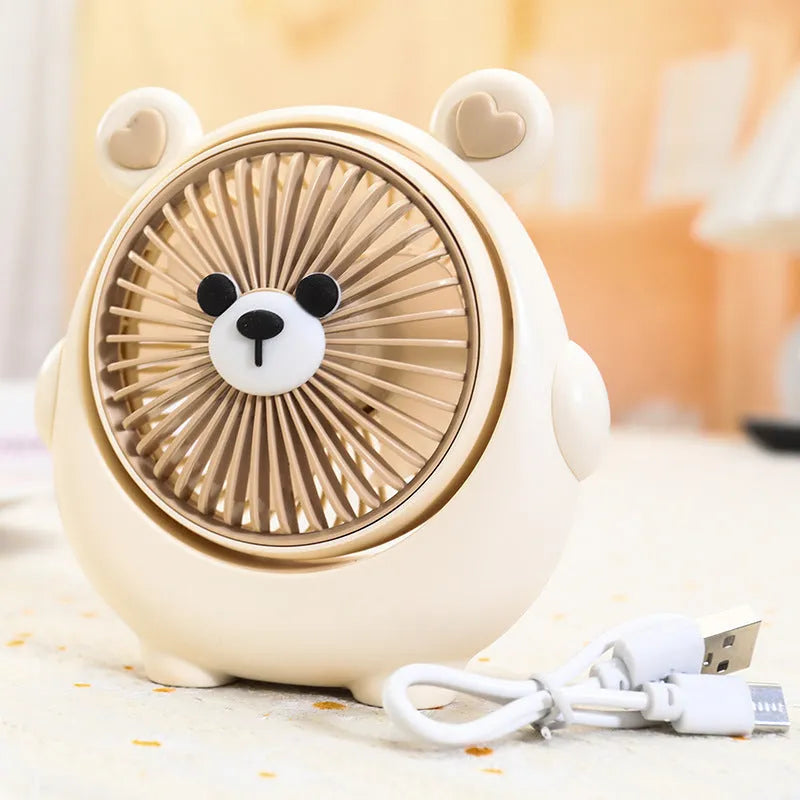 USB desktop electric fan in plastic housing with three-speed settings and quiet operation