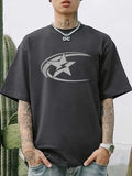 Men's pure cotton short sleeve t-shirt in Japanese retro style available in dark grey, white, and black